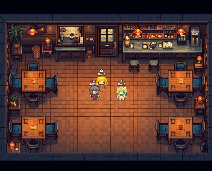 EA characters in cafe